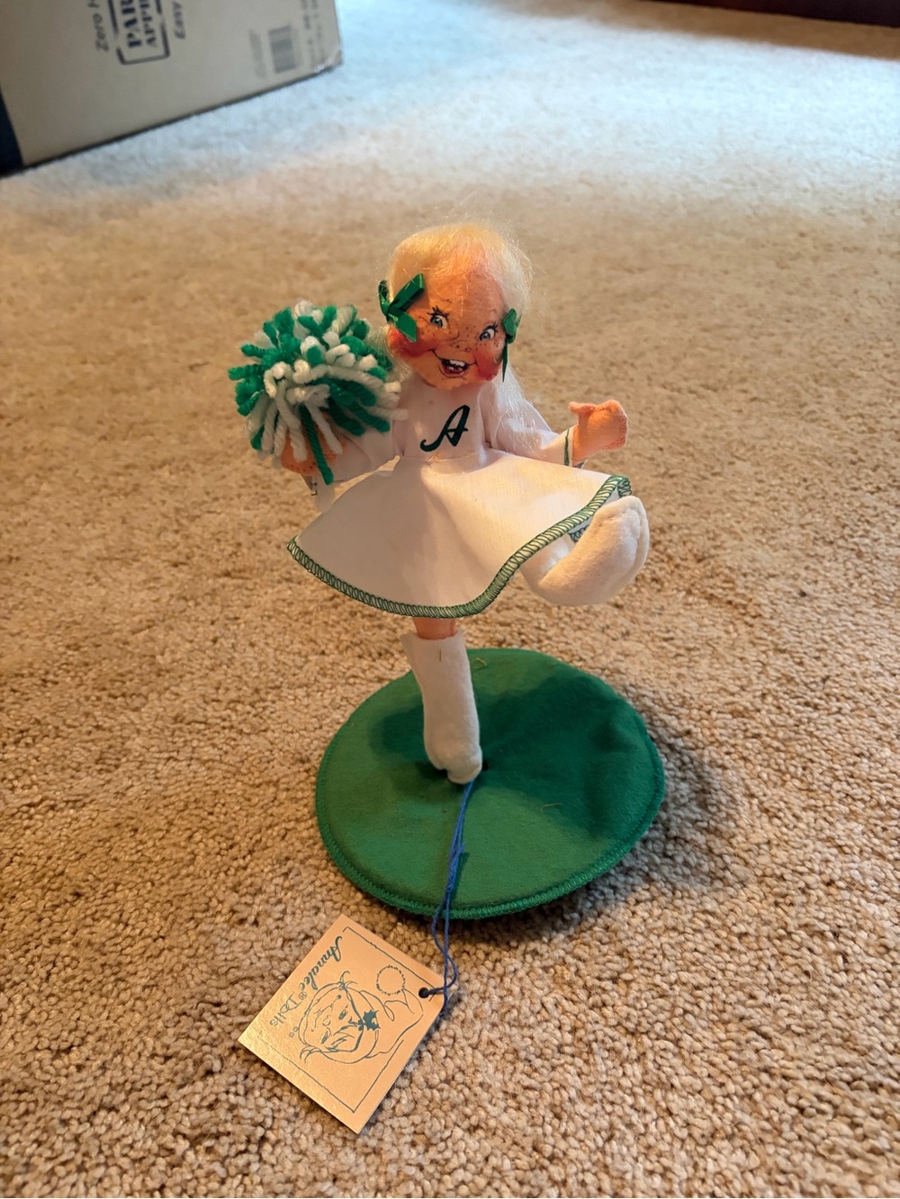 Annalee Green and White Cheerleader Doll Figurine